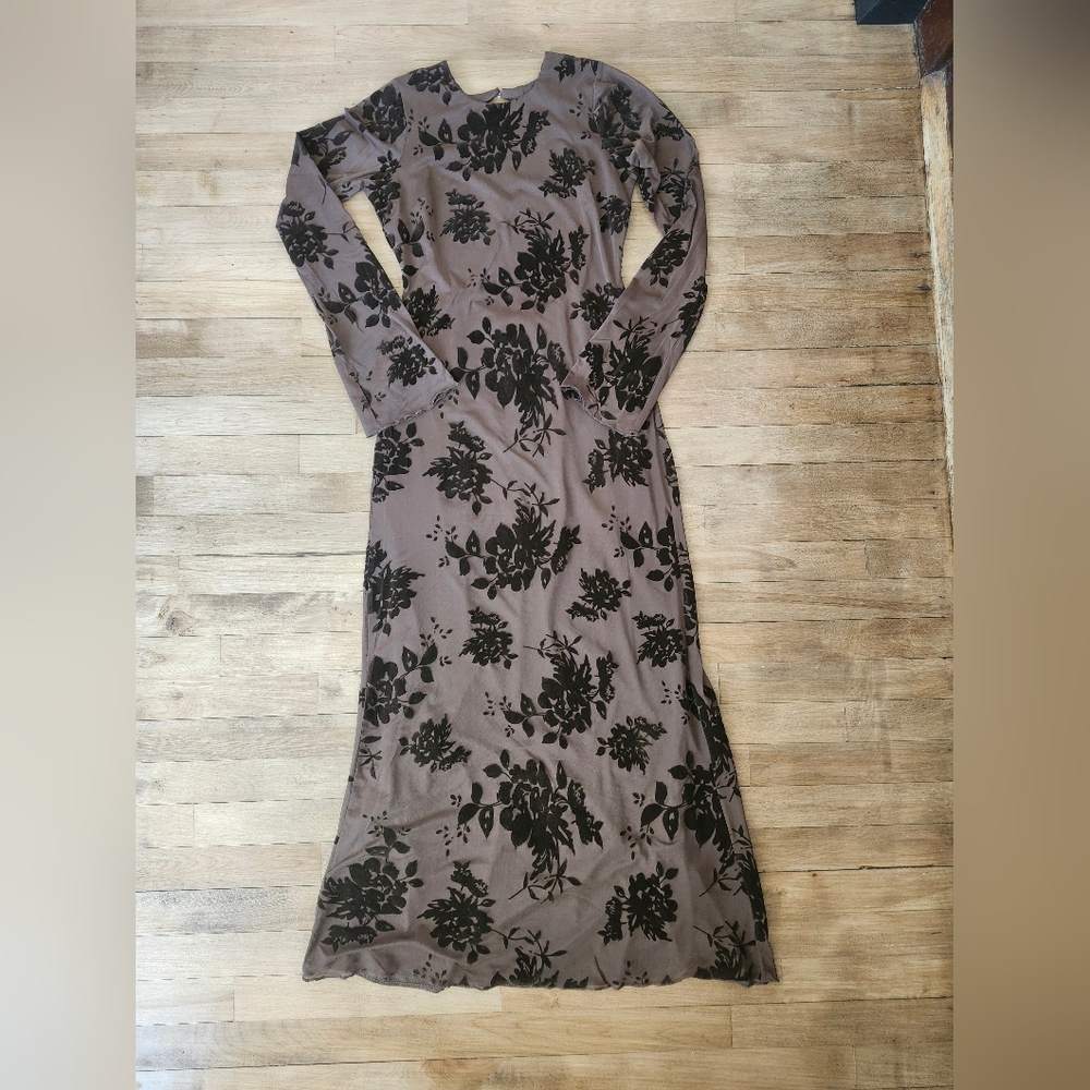 Thirty/Thirty LA Brown Floral Long Sleeve Maxi Dress